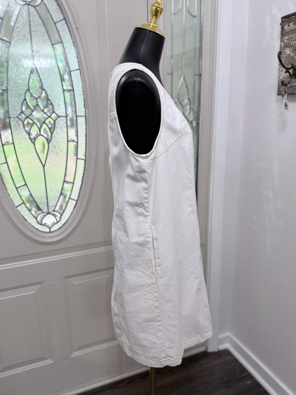 Time and Tru Off White Sleeveless Shift Dress Large Minimalist Casual - Picture 4 of 8